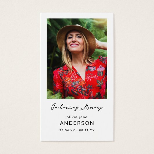 Minimal Photo Sympathy Funeral Prayer Card (正面)