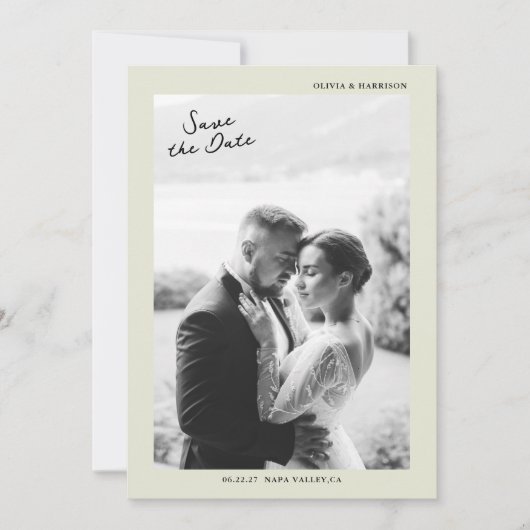 Minimal Photo Wedding Save the Date Card 招待状 (正面)
