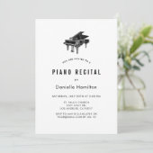 Minimal Piano White Recital Invitation 招待状 (スタンド正面)