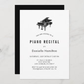 Minimal Piano White Recital Invitation 招待状 (正面/裏面)