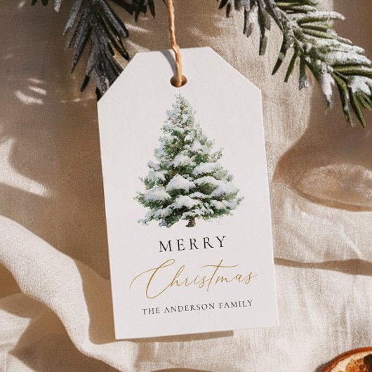 Minimal Pine Tree Christmas Card ギフトタグ