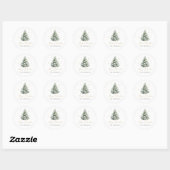 Minimal Pine Tree Christmas Classic Round Sticker ラウンドシール (シート)