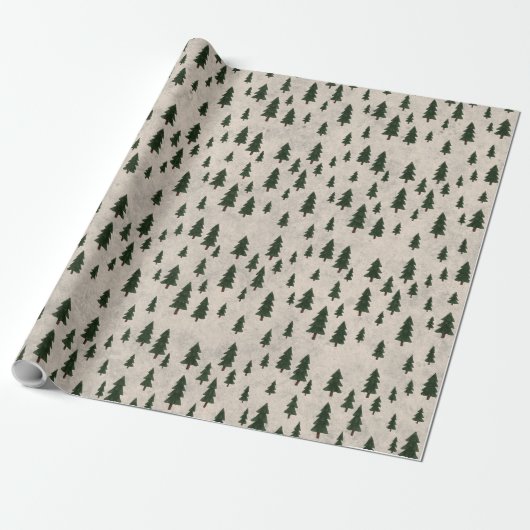 Minimal Pine Trees Pattern Wrapping Paper ラッピングペーパー (アンロールド)