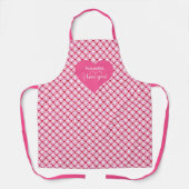 Minimal Pink and Red Hearts Personalized Valentine エプロン (正面)