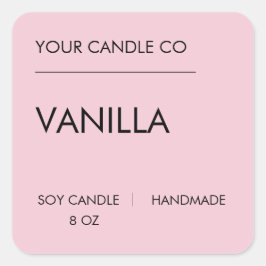 Minimal Pink Candle Label – Vanilla Soy Candle スクエアシール