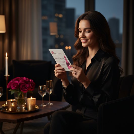 Minimal Pink Champagne Galentines Invitation 招待状