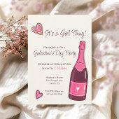 Minimal Pink Champagne Galentines Invitation 招待状