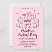 Minimal Pink Christmas Cocktail Party Invitation 招待状 (正面)