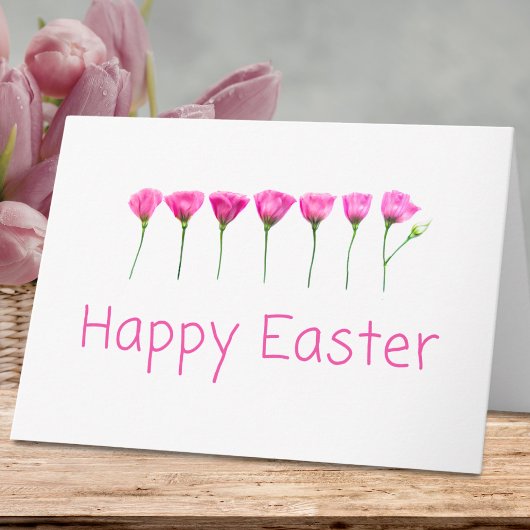 Minimal Pink Flowers Happy Easter Modern Spring シーズンカード