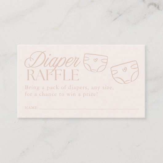Minimal Pink Girl Baby Shower Diaper Raffle エンクロージャーカード (正面)