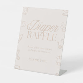 Minimal Pink Girl Baby Shower Diaper Raffle Sign 台座サイン