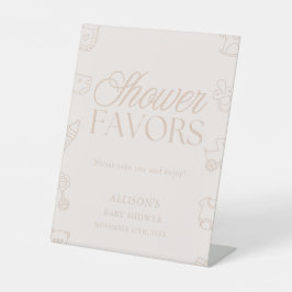 Minimal Pink Girl Baby Shower Favors 台座サイン