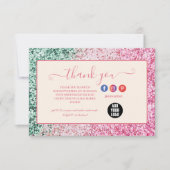 Minimal Pink Glitter Style サンキューカード (正面)