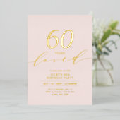 Minimal Pink & Gold Milestone Birthday  箔招待状 (立ち正面)