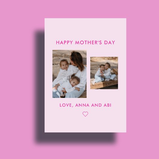 Minimal Pink Photo Collage Custom Mother's Day カード