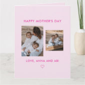 Minimal Pink Photo Collage Custom Mother's Day カード (正面)