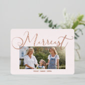 Minimal Pink Photo Merriest Christmas Typography 箔シーズンカード (立ち正面)