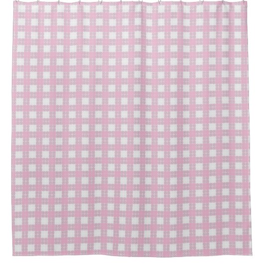 Minimal Pink Plaid Curtain Modern Bath Style シャワーカーテン (正面)