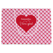 Minimal Pink Red Hearts I Love You Valentine Bag ラージペーパーバッグ (正面)