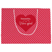 Minimal Pink Red Hearts I Love You Valentine Bag ラージペーパーバッグ (裏面)