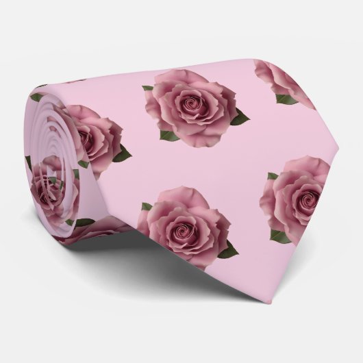 Minimal Pink Rose Design Pattern ネクタイ (ロール)