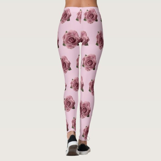Minimal Pink Rose Design Pattern レギンス (裏面)