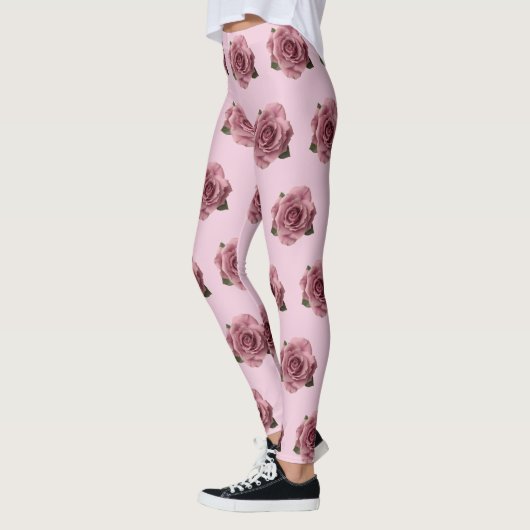 Minimal Pink Rose Design Pattern レギンス (左)