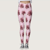 Minimal Pink Rose Design Pattern レギンス (正面)