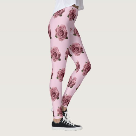 Minimal Pink Rose Design Pattern レギンス (右)