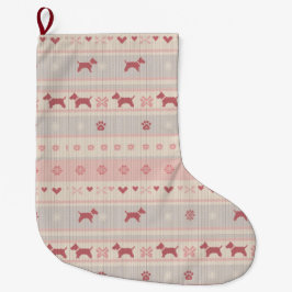 Minimal Pink Scandinavian Dog Stocking | Nordic ラージクリスマスストッキング