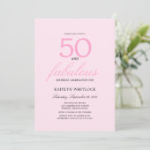 Minimal Pink Script 50 and Fabulous 50th Birthday 招待状 (スタンド正面)