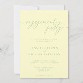 Minimal Pistachio & Cream Elegant Engagement Party 招待状