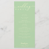 Minimal Pistachio & Cream Script Wedding Ceremony プログラム (裏面)