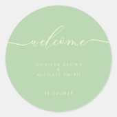 Minimal Pistachio & Cream Welcome ラウンドシール (正面)