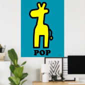 Minimal Pop Giraffe – Bold Yellow Animal Graphic ポスター (ホームオフィス)