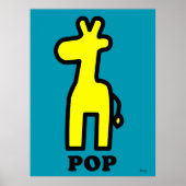 Minimal Pop Giraffe – Bold Yellow Animal Graphic ポスター (正面)