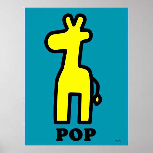 Minimal Pop Giraffe – Bold Yellow Animal Graphic ポスター (正面)