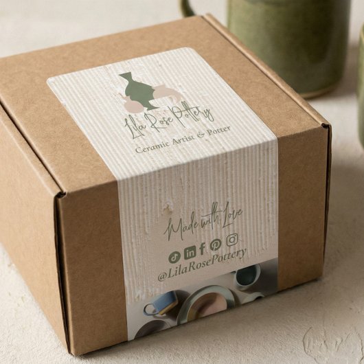 Minimal Pottery Ceramic Logo Business Box Wrap ラベル