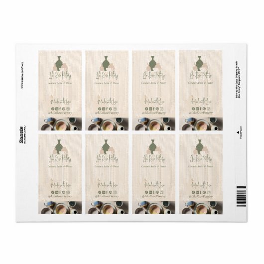 Minimal Pottery Ceramic Logo Business Box Wrap ラベル (フルシート)