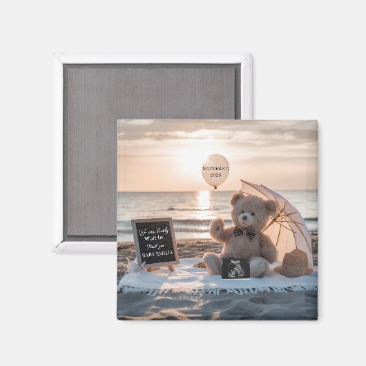 Minimal Pregnancy Announcement Simple Baby gift マグネット (正面/裏面)