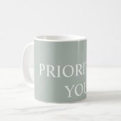 Minimal Prioritize You Quote Ash Colour コーヒーマグカップ (正面左)