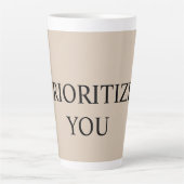 Minimal Prioritize You Quote Beige カフェラテマグ (正面)