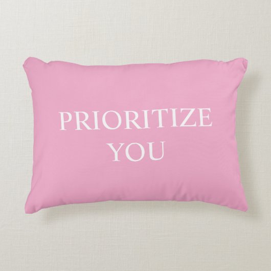 Minimal Prioritize You Quote Dusty Rose Pink アクセントクッション (正面)