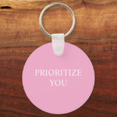 Minimal Prioritize You Quote Dusty Rose Pink キーホルダー (裏面)