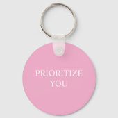 Minimal Prioritize You Quote Dusty Rose Pink キーホルダー (裏面)