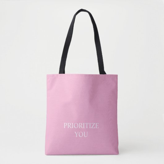 Minimal Prioritize You Quote Dusty Rose Pink トートバッグ (正面)