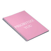 Minimal Prioritize You Quote Dusty Rose Pink ノートブック (右側)