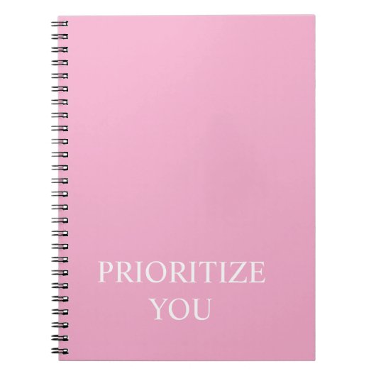 Minimal Prioritize You Quote Dusty Rose Pink ノートブック (正面)