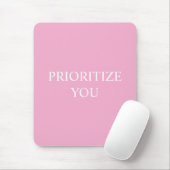 Minimal Prioritize You Quote Dusty Rose Pink マウスパッド (マウス)