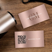  Minimal Professional Brushed Metal Blush Qr Code 名刺